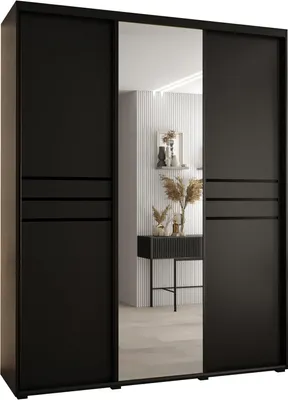 Produktbild von MEBLE KRYSPOL Davos 11 Schrank, drei Türen - 235,2x200x60 cm - Schwarz Schwarz Schwarz