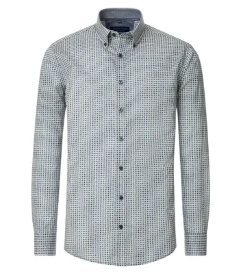 Produktbild von CASAMODA Herren Freizeithemd Langarm Button-Down Comfort Blau gemustert 4XL