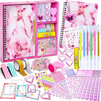 Image de Kit de loisirs créatifs pour filles, comprenant un carnet et des accessoires pour scrapbooking