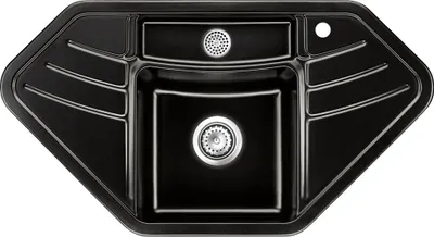 Produktbild von Spüle KeraDomo VEGA ECK in NERO mit Handbetätigung / systemceram / Keramikspüle