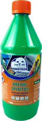 A bottle of Robbyrob Brennspiritus on a white background.