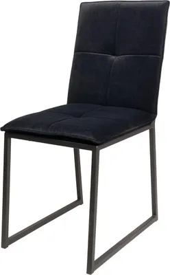 Image de Chaise de salle à manger 'Milton' - Chaise en acier noir avec revêtement hydrophobe - Revêtement en tissu résistant aux taches - Chaises de cuisine