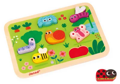 Image de Janod Puzzle en bois - Animaux du jardin - Jouets éducatifs dès 18 mois