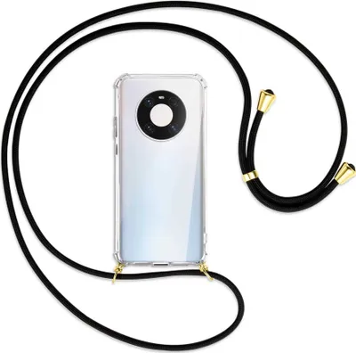 Produktbild von Handykette Backcover-Schutzhülle mit Band (Metall goldfarben) für Huawei Mate 40 Pro - schwarz