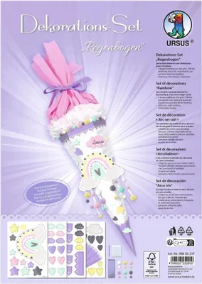 Produktbild von Ursus Dekorationsset Regenbogen 4 Bogen Bastelkarton DIN A4