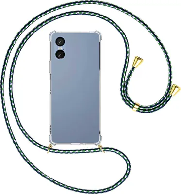 Produktbild von Handykette Backcover-Schutzhülle mit Band (Metall goldfarben) für Sony Xperia 5 VI / 10 VI - grün/blau/weiß