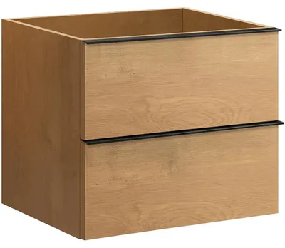 Produktbild von Badezimmerschrank unter das Waschbecken mit Griff Velora – Honig-Eiche, schwarzer Griff – 69x53x46,5 cm