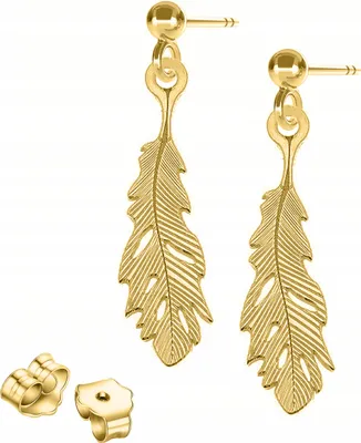 Produktbild von Goldene Federohrringe aus 925 Silber mit 585er Gold