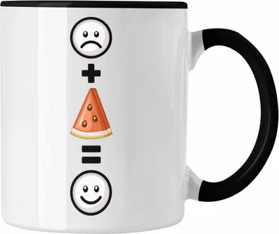 Produktbild von Trendation - Melone Tasse Geschenk für Melonen-Liebhaber Sommer Lustige Geschenkidee :( + Melone = :) Geburtstag (Schwarz)