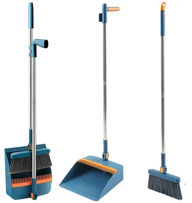 Immagine prodotto di Set di scopa con paletta lunga, spazzola autopulente, colore blu