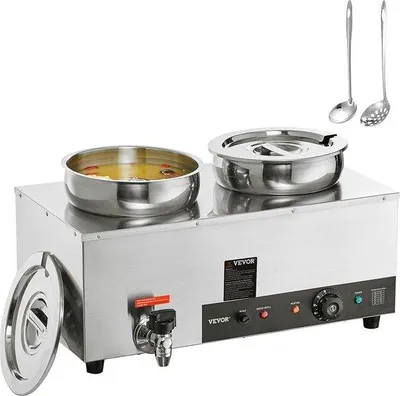 Produktbild von Edelstahl-Buffetwärmer mit Deckel und Abfluss