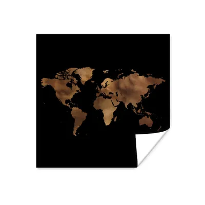 Obrázok produktu pre MuchoWow® Plagát - Mapa sveta - zlatá - čierna - 75x75