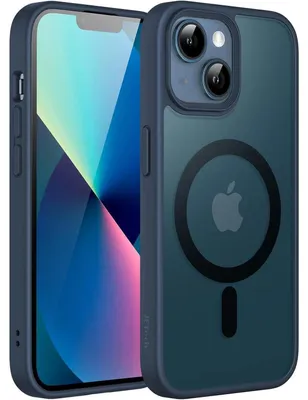 Zdjęcie produktu dla Magnetyczne etui do iPhone'a 13 (6,1 cala), kompatybilne z MagSafe, półprzezroczyste, matowe, odporne na wstrząsy, kolor: błękitny