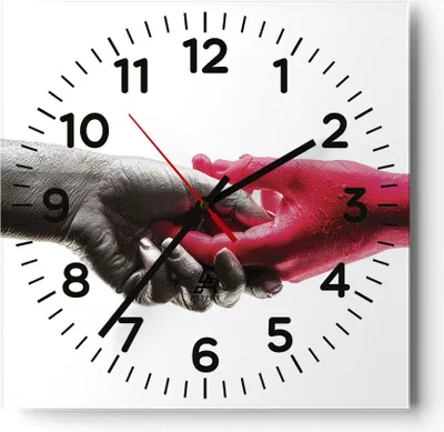 Produktbild von Wanduhr - Quadrat - Glasuhr - Hilfe Hände Symbol - 40x40cm - Schleichendes Uhrwerk - Lautlos - zum Aufhängen bereit - Dekoration Modern - Wanddekoration aus Glas - C4AC40x40-4483