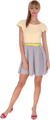 Produktbild von Damen Kleid A-Linie Mini Kleid mit Raffungen; Pastellgelb