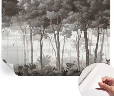 Produktbild von Selbstklebende Wandtapete - Dekorative Tapete für Wohnzimmer - Klebefolie für Wandbilder - Tapetenfolie für Wanddekoration - 208x146 cm - Waldmagie