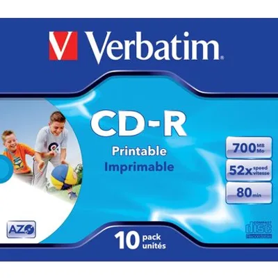 Produktbild von Verbatim CD-R AZO Wide Inkjet Printable, CD-R, 700 MB, 52x, Schmuckkasten