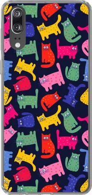 Produktbild von MuchoWow® Handyhülle Schutzhülle Hülle für Telefoonhoesje Huawei P20 Muster - Katze - Regenbogen - Rosa - Mädchen - Kinder - Kind Silikon Softcase Handy Hülle - Hardcover