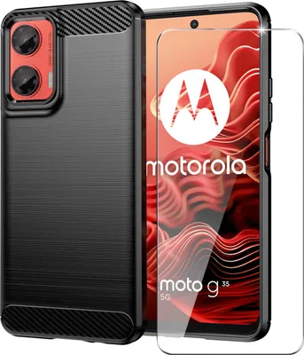 Obrázok produktu pre Motorola Moto G35 5G Pancierové karbónové puzdro + 9H ochranné sklo
