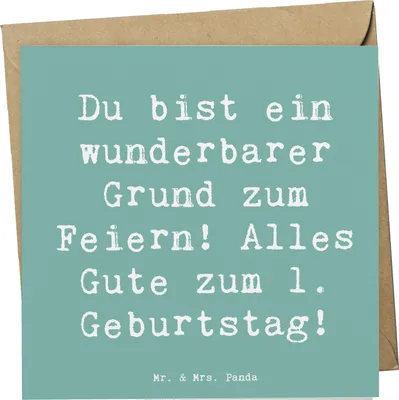 Produktbild von Mr. & Mrs. Panda Glückwunschkarte Spruch 1. Geburtstag Feiern - Meeresbrise - Geschenk, Klappkarte, Meilenstein, Grußkarte, doppelkarte, faltkarte, Alter, anlasskarte
