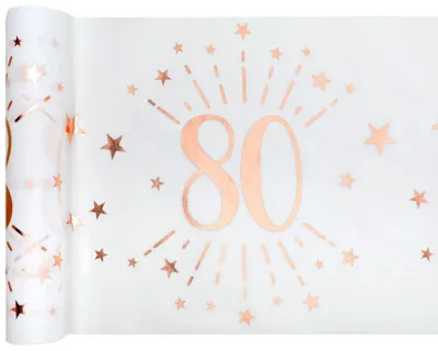 Produktbild von 80. Geburtstag roségold Tischläufer 5 m x 30 cm Zahl 80