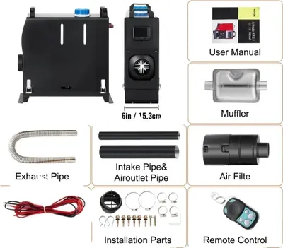 Image de Chauffe-air diesel, puissance 8 kW,LCD, interrupteur LCD noir 8KW