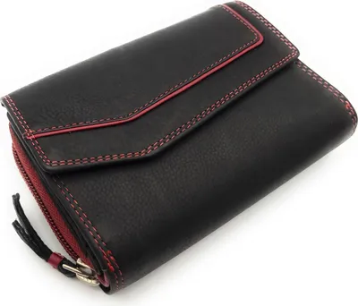 Produktbild von Jockey Club echt Leder Damen Geldbörse Portemonnaie mit RFID Schutz schwarz rot
