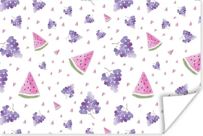 Produktbild von MuchoWow® Poster Weintrauben - Wassermelone - Pastell 120x80 cm - Bilder
