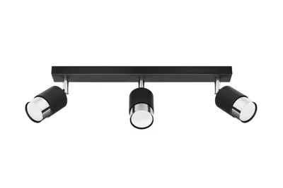 Immagine prodotto di Lampada da soffitto NERO 3 nero/cromo 3xGU10 10W acciaio 18x5x45cm Sollux Lighting