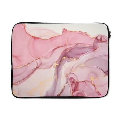 Produktbild von MuchoWow® Laptop Hülle 15 Zoll Gold - Marmor - Rosa Laptoptasche - Laptoptasche - Sleeve - Rundum-Schutz