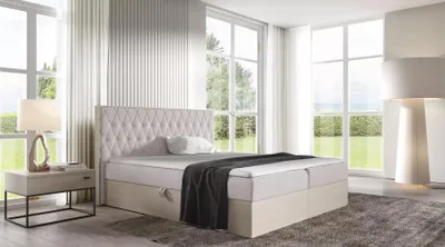 Obrázek produktu pro Manželská postel 200x220 CHANTELLE 6 - nordic teak / béžová + topper