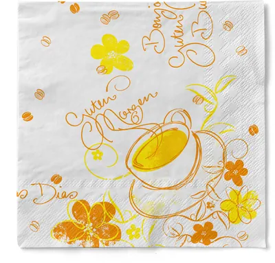 Produktbild von Tissue Serviette Sunny, 3-lagig,  33 x 33 cm, 100 Stück - Mank