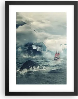 Produktbild von Gerahmtes Poster - Schwarzer Rahmen - Sturm Berge Segelschiff - 30x40 cm - Wand Bild - Wanddeko - Wandbilder - Wandposter - Bilderrahmen - Bilder - Kunstdruck - Wandbild - P2BPA30x40-4208