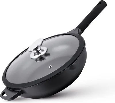 Produktbild von Braadpan 28 cm mit Glasdeckel, optimale Wärmeverteilung, antiaanbakbeschichtung, für Halogen, Gas, Elektro, Induktions- und Keramikherd.
