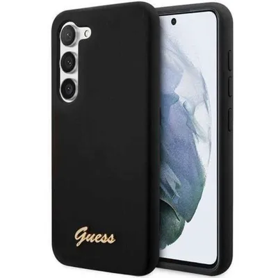 Image de Guess Guhcs23Mslsmk S23+ S916 Czarny/Black Hardcase Silicone Vintage Gold Logo