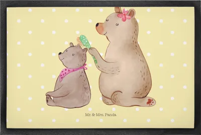 Produktbild von Mr. & Mrs. Panda Schmutzmatte Bär Kind 50 x 75 cm - Gelb Pastell - Geschenk, Muttertag, fußmatte, flurmatte, Schmutzfangmatte, Fussmatte, Mutter, Fußabstreifer, Mama