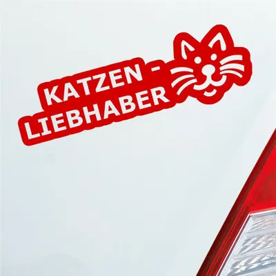 Produktbild von Auto Aufkleber Katzenliebhaber Katze Cat süß Love Liebe 19,5x6 cm Rot Sticker Heckscheibenaufkleber