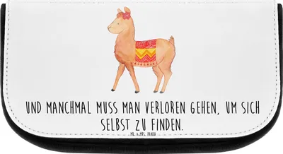 Produktbild von Mr. & Mrs. Panda kulturtäschchen Alpaka Stolz - Weiß - Geschenk, Make-Up Tasche, schmink organizer, Kosmetikbeutel, kosmetiktäschchen