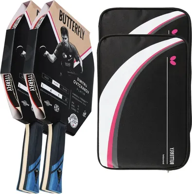 Produktbild von Butterfly 2x Dimitrij Ovtcharov Platin Tischtennisschläger + 2x Tischtennishülle Drive Case II