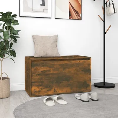Image de The Living Store Banc de couloir 80x40x45 cm Chêne fumé Matériau dérivé du bois