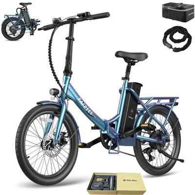 Produktbild von City E-Bike 20 zoll 155 - 195 cm Rostfreie Aluminiumlegierung 36 V 18,2 Ah 655,2 Wh bis zu 150 - 190 km Wasserdicht IPX4 mit 7 Gang, Blau-Grün