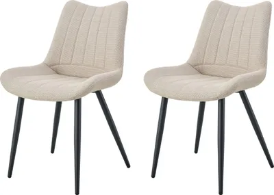 Produktbild von xonox.home Stuhl 2er Set Lotta Webstoff creme (B/H/T): 53 x 86 x 59 cm