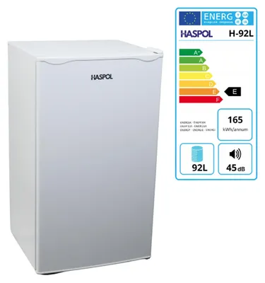 Produktbild von HASPOL H-92L Kühlschrank mit Gefrierfunktion 92 l, 230 V, 80 W, bis -20 °C, leise <45 dB, LED, R600a, weiß