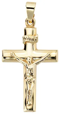 Produktbild von Anhänger Kreuz Jesus Jesuskreuz 333 Gold Gelbgold glänzend Uni