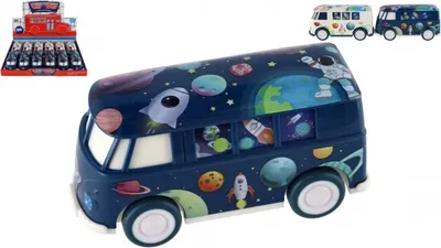 Obrázek produktu pro Autobus vesmír plast 13cm na setrvačník - mix barev
