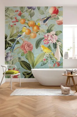 Produktbild von Komar Vlies Fototapete - Birds and Berries - Größe: 200 x 250 cm (Breite x Höhe) - 4 Bahnen
