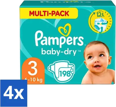 Produktbild von 4-stufige Baby-Luiers - Maat 3 (6-10 kg) - 198 Stück - Feuchte-Abwehr - Für Babys