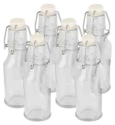 Obrázok produktu pre Sada 6 malých sklenených fliaš – 70 ml, vzduchotesné, s uzáverom