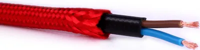 Produktbild von Stoffkabel 2x0,75mm² schwarz weiß gold rot braun orange - Farbe: Rot