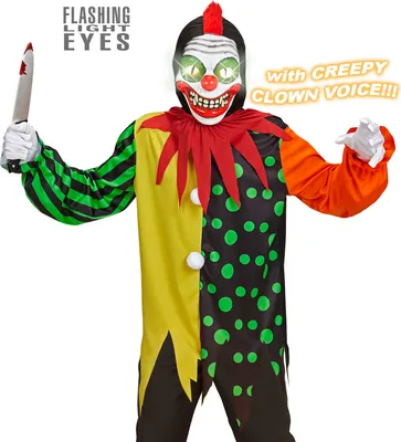Produktbild von Kostüm Horror Clown mit Leuchtaugen und Stimme, Groesse:158